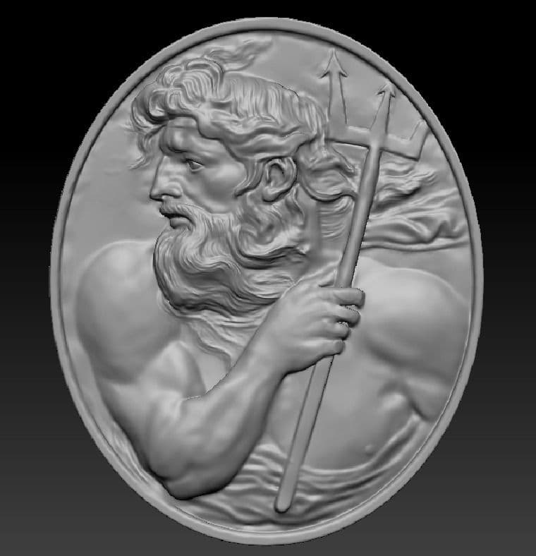 Medalion dekorativ me portret burri dhe tridhembe